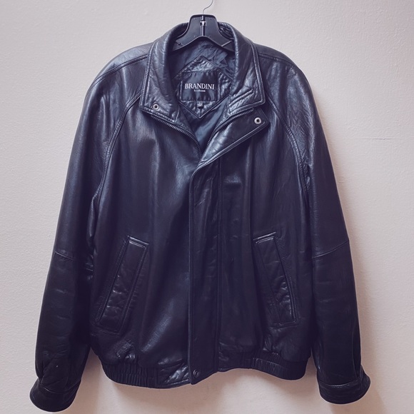 Man Brandini Genuine Leather Black Jacket
